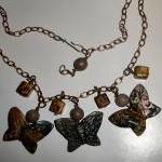Stone Butterfly Necklace With Quartz Beads And..