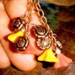 Glass Flower Earrings In Tangerine, Golden Yellow,..