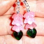 Czech Glass Stacked Flower Earrings In Pink And..