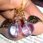 Pretty Gold Leaf And Mauve Crystal Earrings