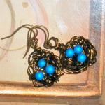 Birds Nest Earrings - Bronze Wire With Bronze..