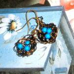 Birds Nest Earrings - Bronze Wire With Bronze..