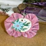 Ruffled Pendant Necklace Polymer Clay Flower..