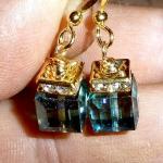 Gorgeous Swarovski Cube Earrings With Rhinestones..