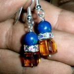 Rhinestone Lapis Earrings With Swarovski Crystals