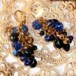 Beaded Cluster Earrings In Royal Blue, Green, And..
