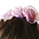 Ribbon Rose Headband With Light Violet Ribbon..