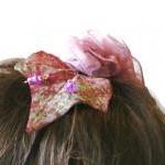 Ribbon Rose Headband With Light Violet Ribbon..