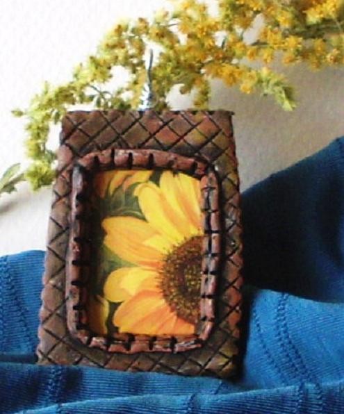 Polymer Clay Sunflower Pendant Number 1